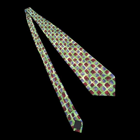Jerry Garcia Silk Tie Colorful Bright Lime Green Chartreuse 100% Silk 2004 - Picture 4 of 8